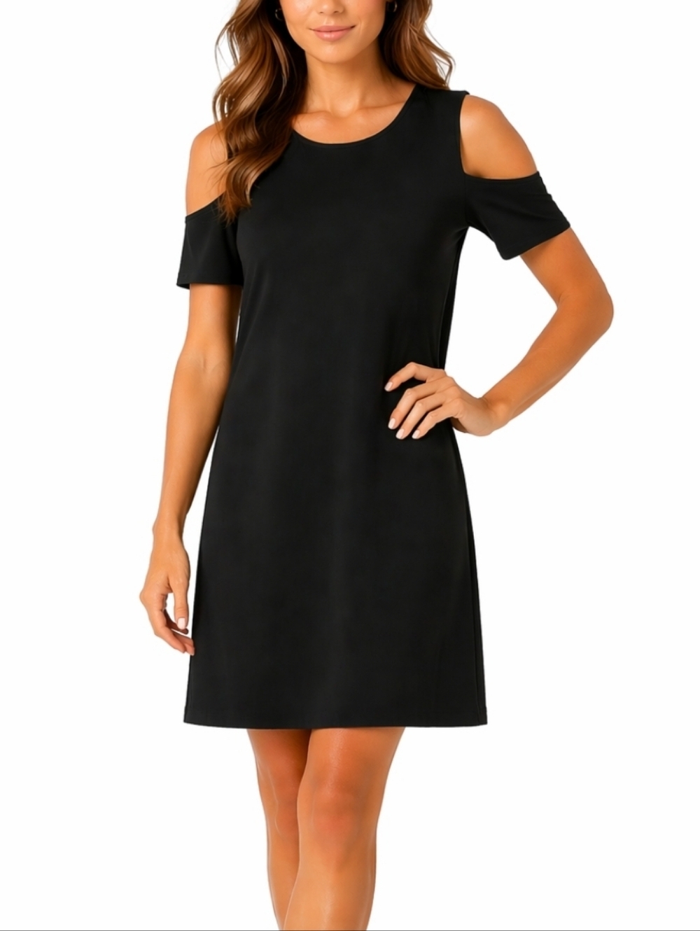 Michael Michael Kors Black Jersey Knit Cold Shoulder Short Sleeve Dress …